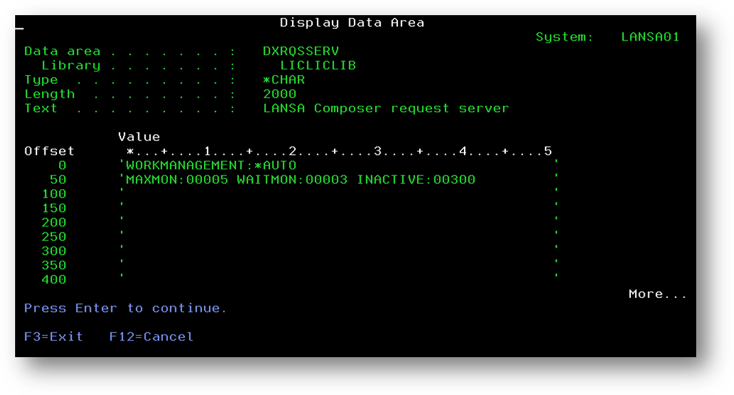 dxrqsserv data area